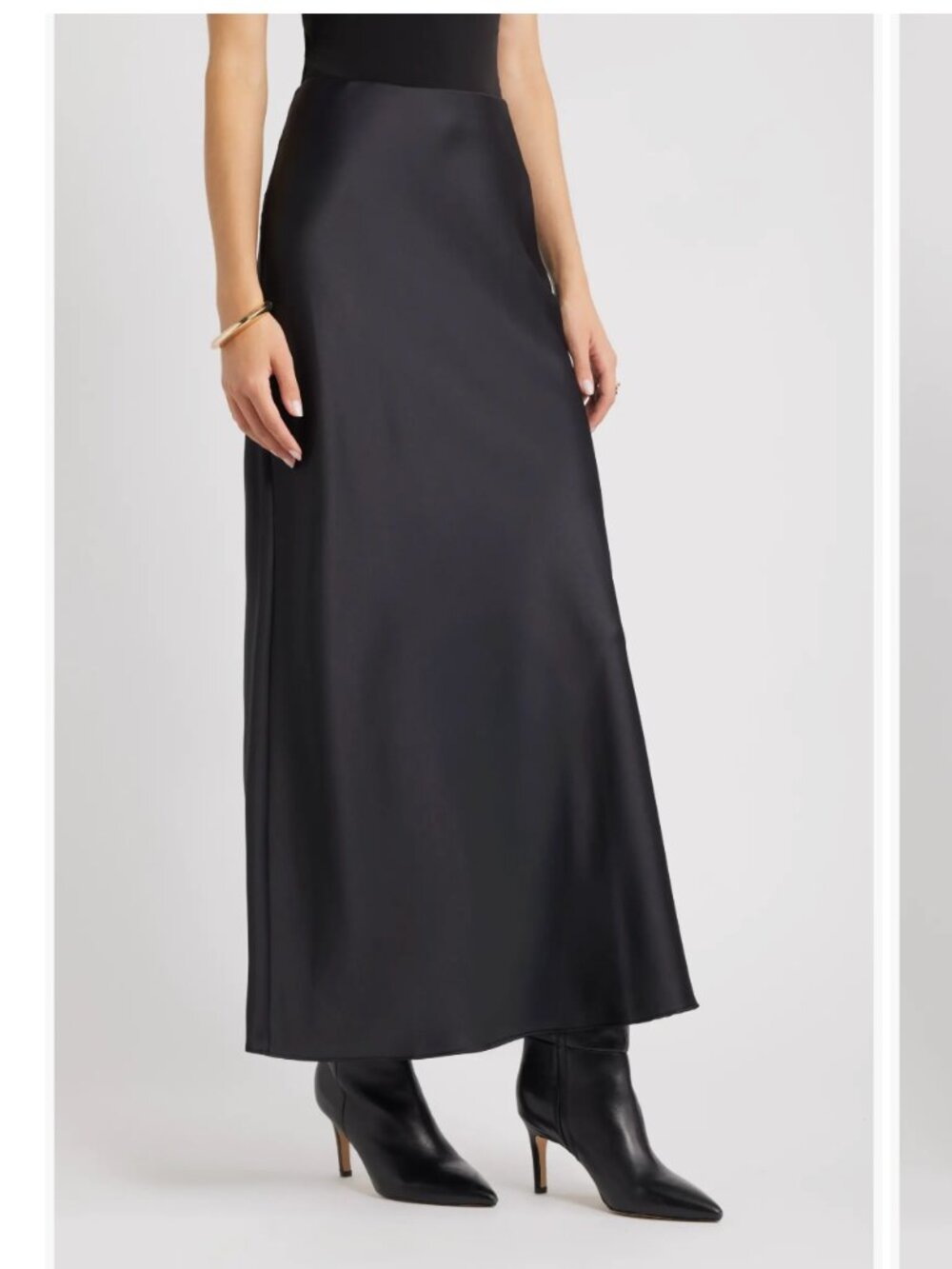 Open Edit Black Satin Slip Maxi Skirt S - Picture 12 of 12